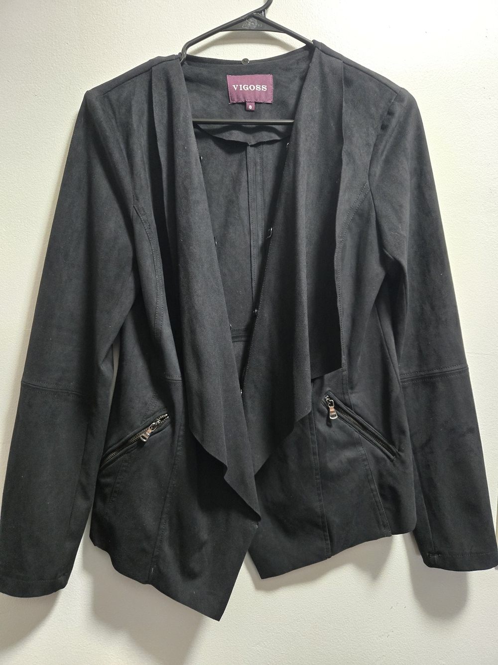 Vigoss Black Open-Front Draped Blazer